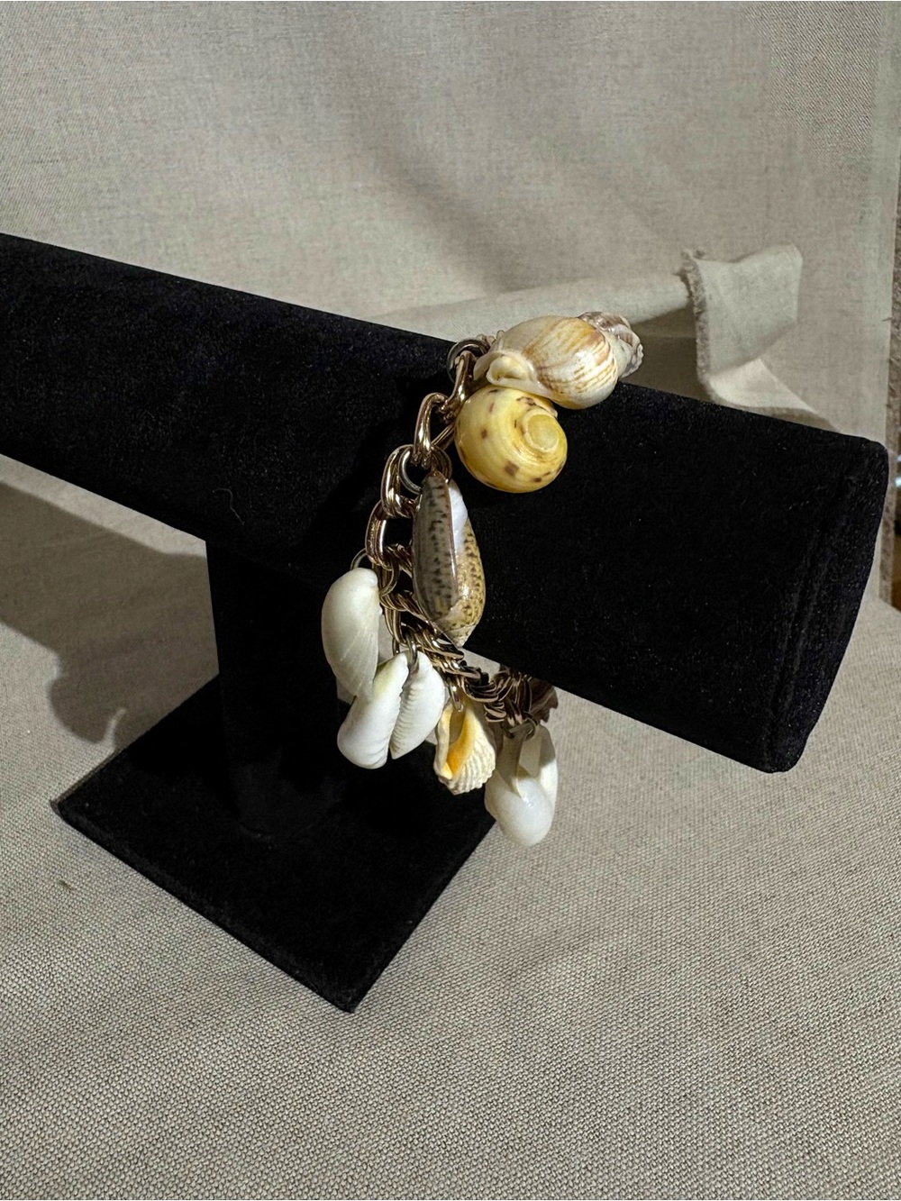 Seashell Charm Bracelet in Yellow & Cream Shells